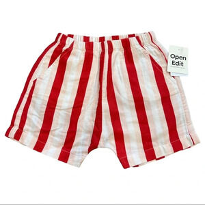 Open Edit Red White Bold Stripe Girls Shorts 5